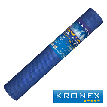 Стеклосетка штукатурная KRONEX ССШ-160 ГОСТ Р 55225-2017, 5х5 мм, разрыв 2200, синяя, рулон 1х50м