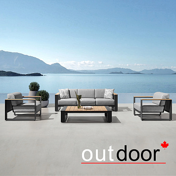 Комплект мебели OUTDOOR Монреаль (3-местный диван, 2 кресла, кофейный стол), черный