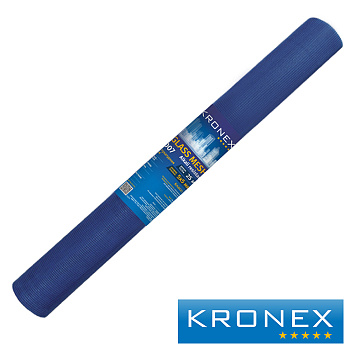 Стеклосетка штукатурная KRONEX ССШ-160 ГОСТ Р 55225-2017, 5х5 мм, разрыв 2200, синяя, рулон 1х25м